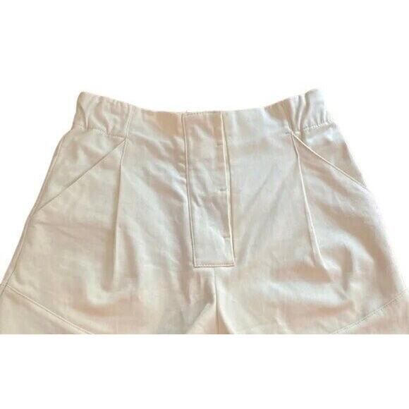 Zara High Waisted Elastic Cotton Shorts Pockets Hidden Buttons S Cream #2957 - Picture 3 of 12